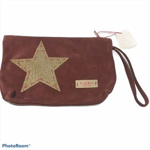 Audali Mallorca Mauve Leather Suede Star Wristlet